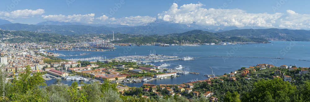panoramic view to the port city in Italy