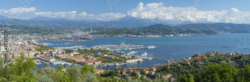 panoramic view to the port city in Italy