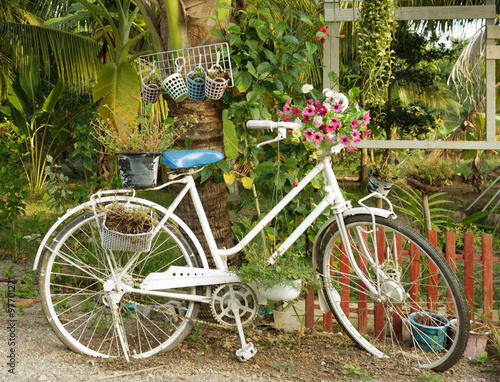 Bicycle decorated with flowers