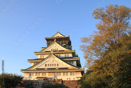 Wallpaper Mural Osaka castle and trees with sunset in Japan Torontodigital.ca