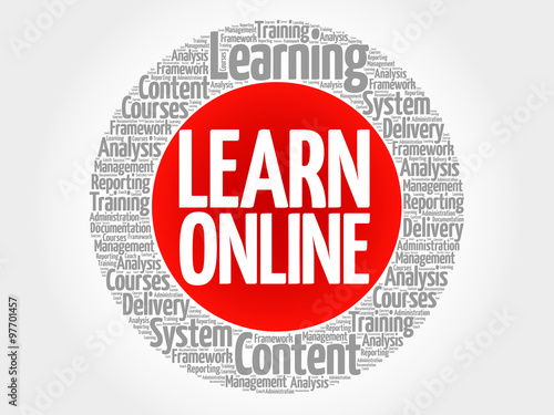 Learn Online circle word cloud, business concept