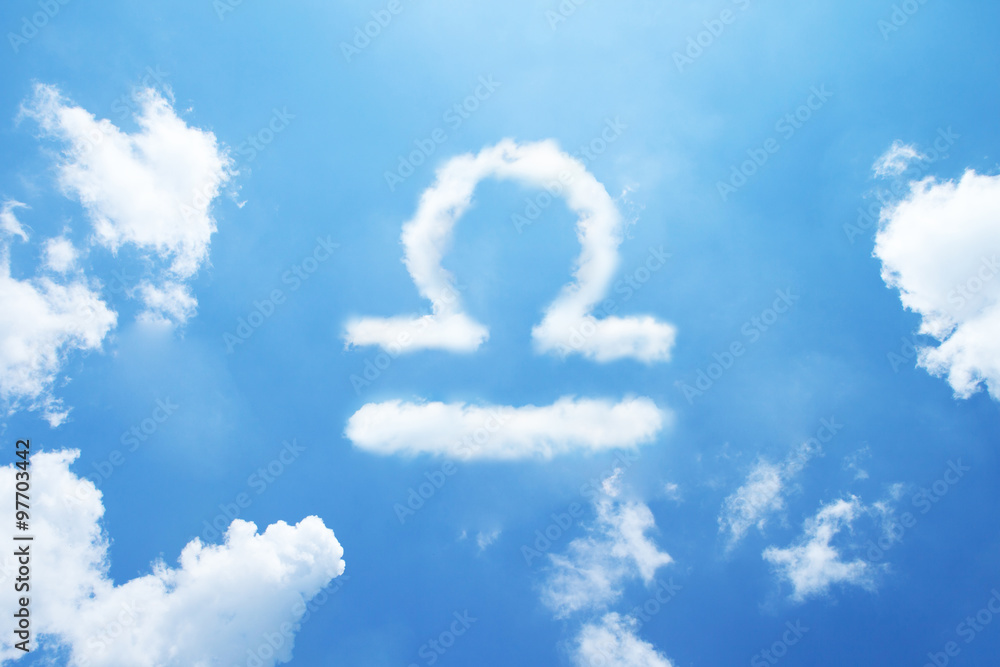 Libra cloud zodiac sign on sky. Libra cloud zodiac sign on sky.