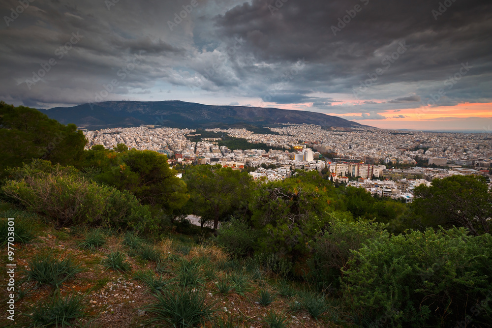 View from Lycabettus Hill in Athens, Greece.