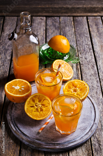 Orange cocktail with ice