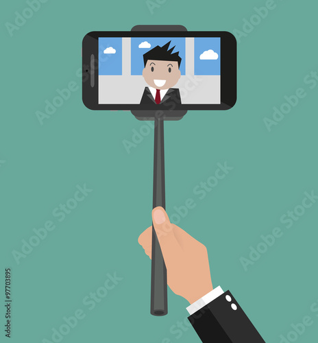 Taking a self portrait with monopod 