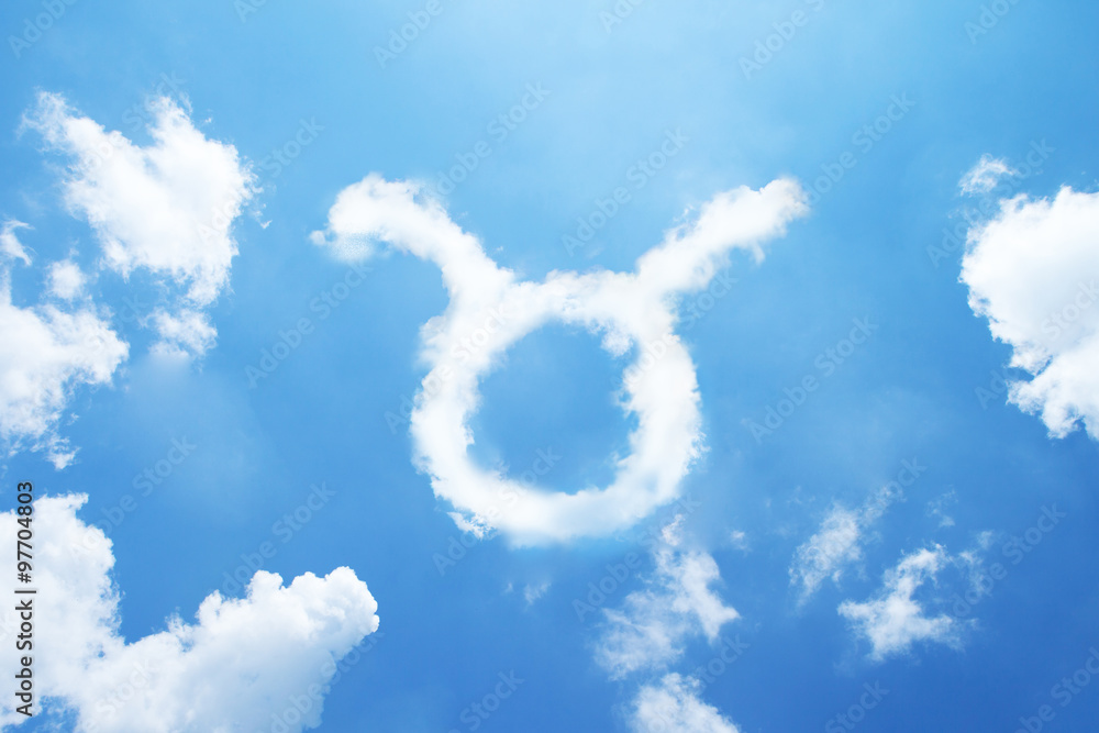 Naklejka premium Taurus cloud zodiac sign on sky.