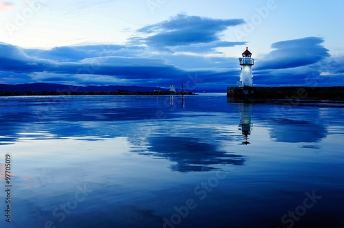 Lighthouse against the sky. Trondheim. Norway.