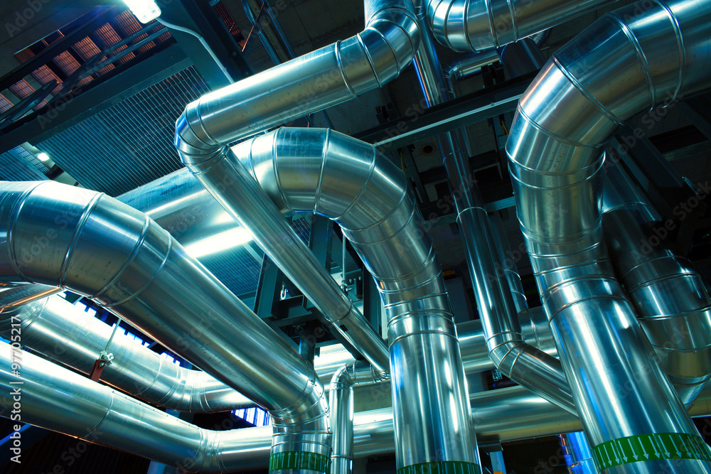 Equipment, cables and piping as found inside of a modern industr Equipment, cables and piping as found inside of a modern industr