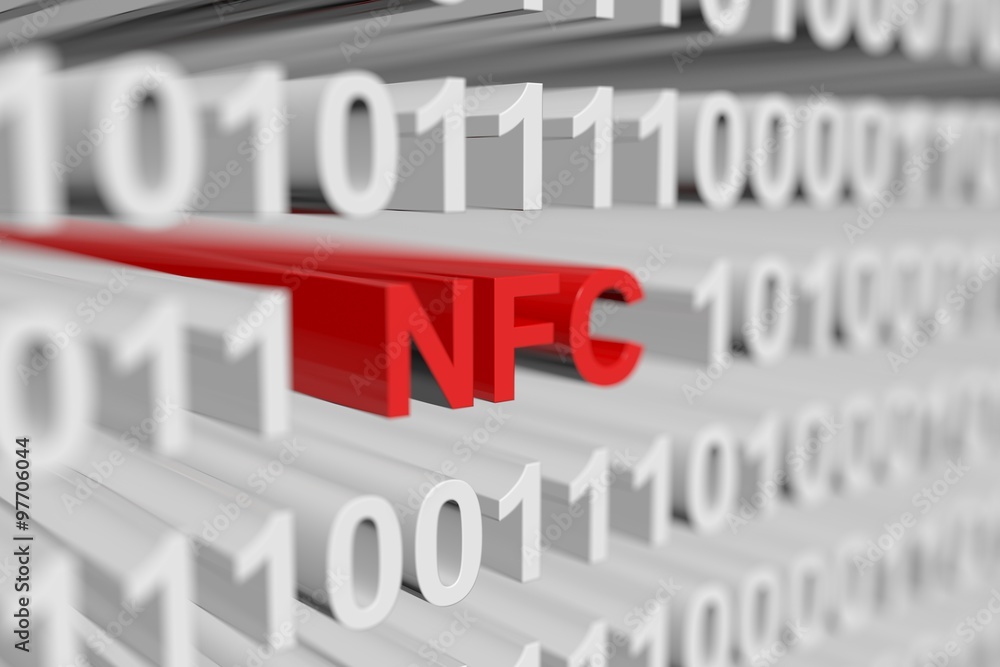 NFC is represented as a binary code with blurred background