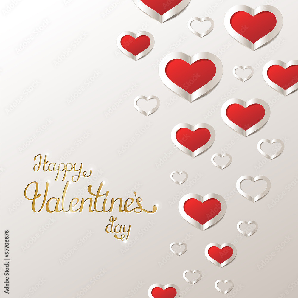 Valentine's Day background with Red hearts.