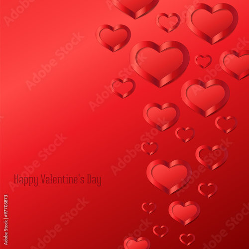 Red Valentine's Day background with white heart. Editable blend options.