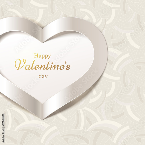 Red Valentine's Day background with white heart. Editable blend options.