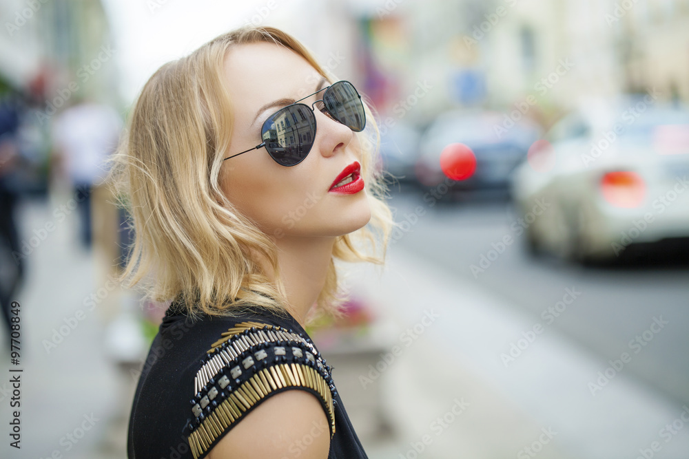 Beautiful blonde woman in sunglasses Beautiful blonde woman in sunglasses