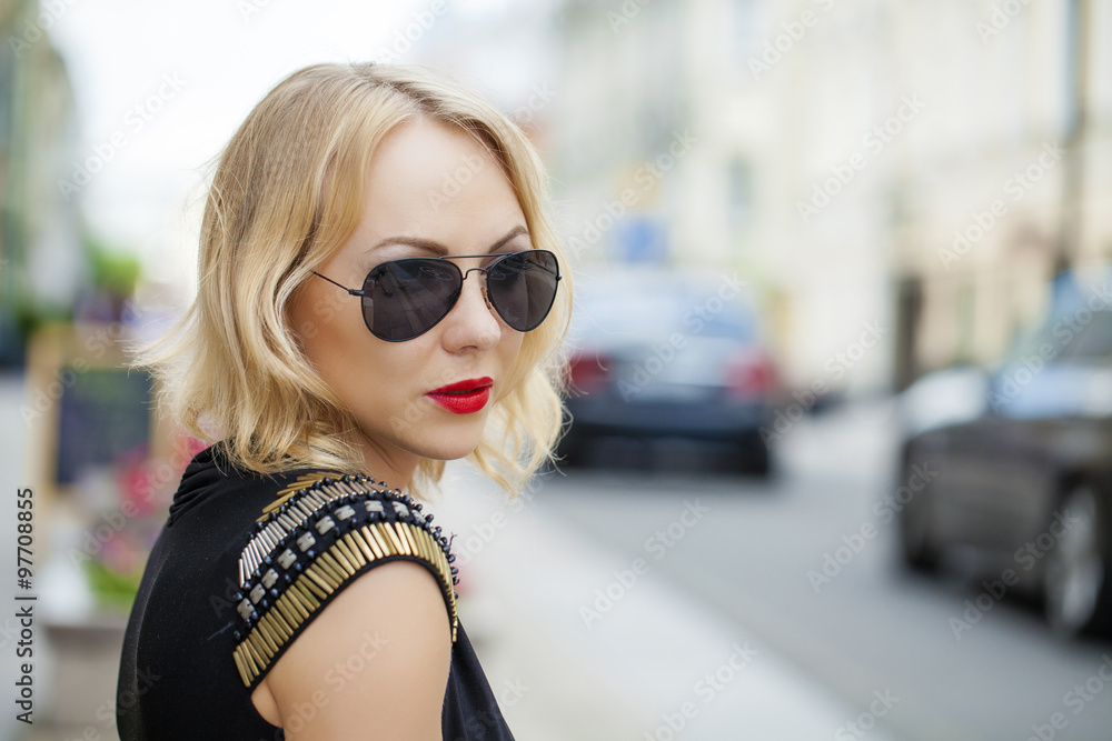 Beautiful blonde woman in sunglasses Beautiful blonde woman in sunglasses