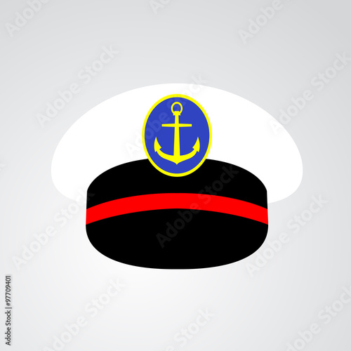 Icono plano gorra capitan barco color en fondo degradado