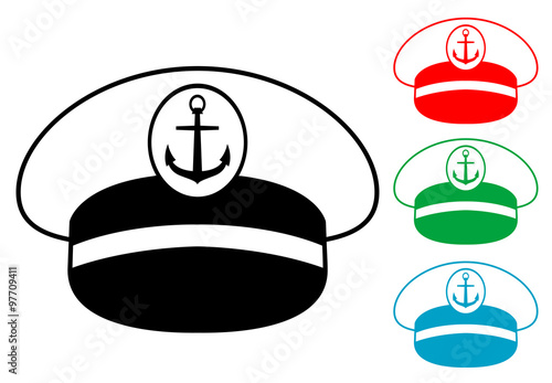 Icono plano gorra capitan barco en varios colores #1
