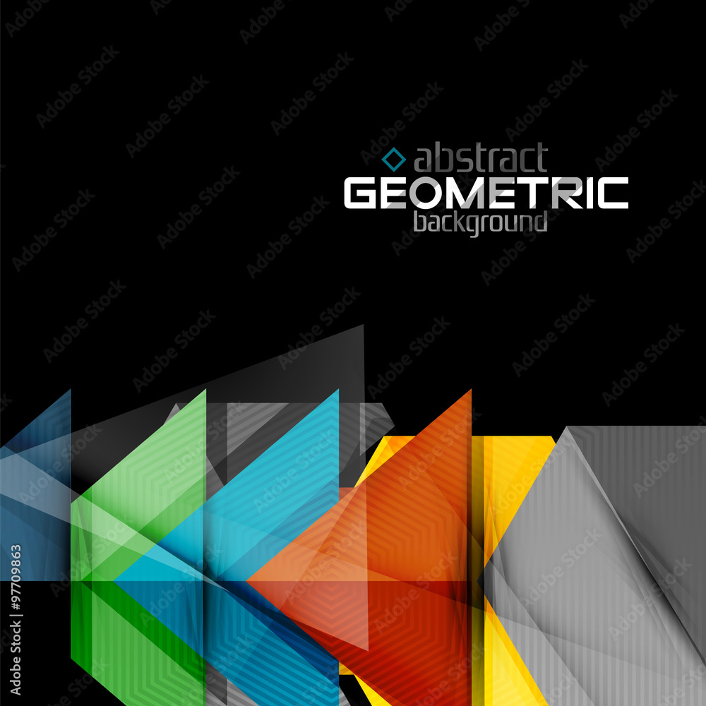 Fototapeta premium Vector color geometric shapes on black background