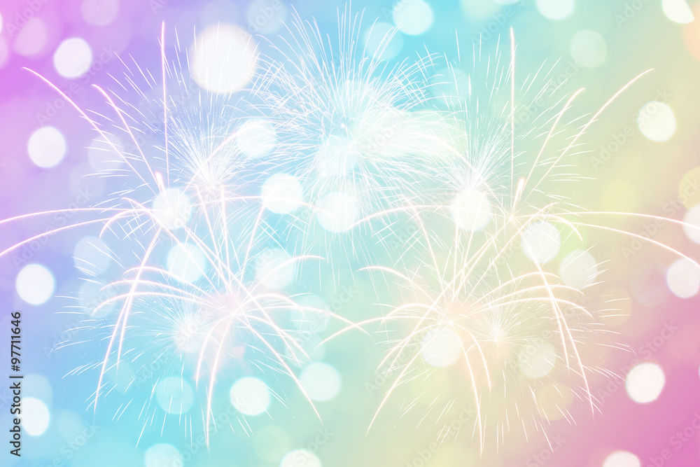 Fireworks and bokeh at New Year and copy space Fireworks and bokeh at New Year and copy space