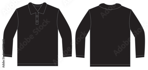 Black Long Sleeve Polo Shirt Design Template