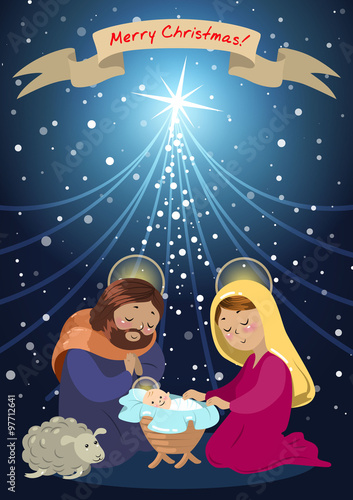 Holy family of the nativity or birth of Jesus.
