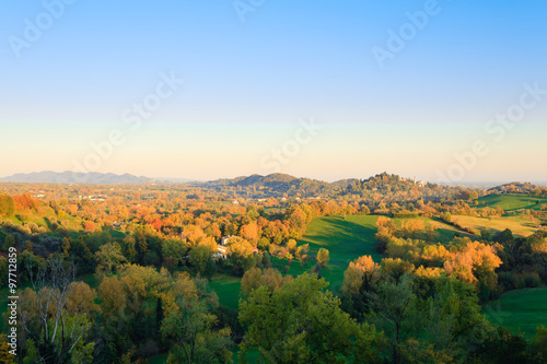 Autumn hills panorama  Italian landscape