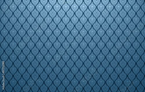 Background of Thai style fabric pattern with blue