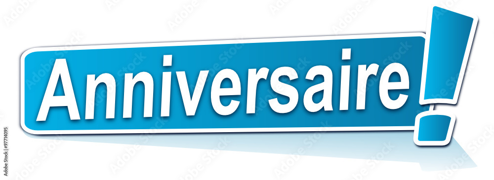 anniversaire sur étiquette bleue