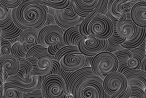 Endless ornamental vector seamless texture with waving curling lines, "drawn by chalk" effect. You can use any color of background