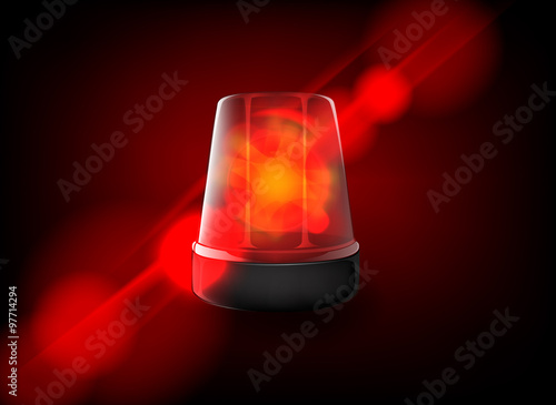 Red emergency flashing siren. Vector