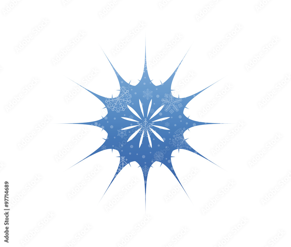 long edges circle christmas icon with snow