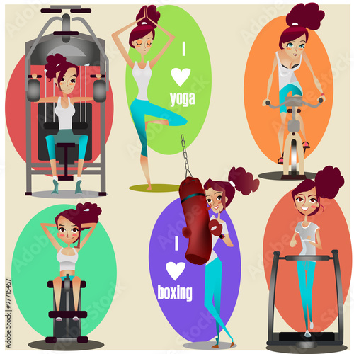 set with sportive girls