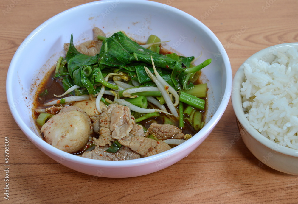 boiled slice pork in brown soup eat with rice boiled slice pork in brown soup eat with rice