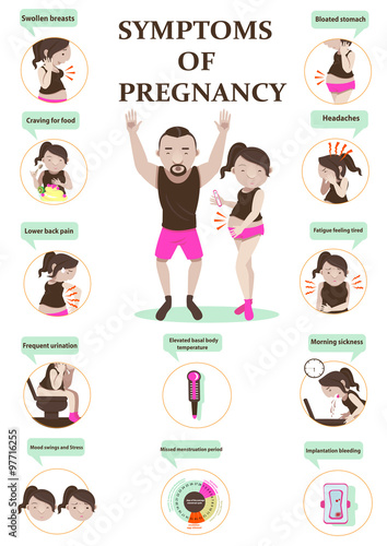 early symptoms of pregnancy Infographic.vector illustration