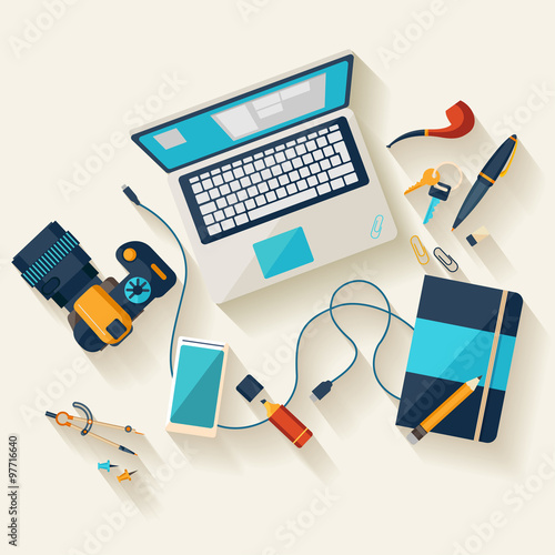 Workplace concept. Flat design.