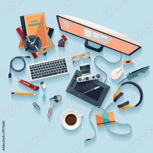 Workplace concept. Flat design.