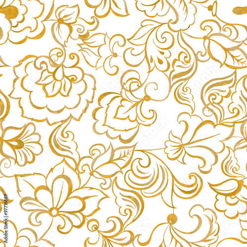 watercolor flowers seamless vector pattern