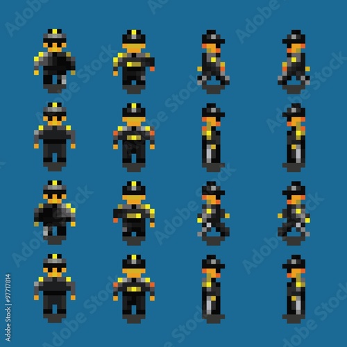 bodyguard pixel art walk animation frames illustration