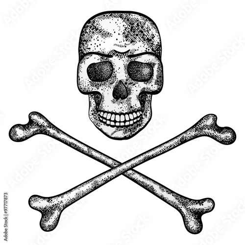Vector illustration of skull and crossbones.