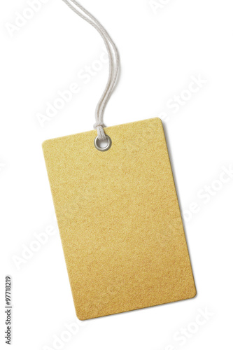 golden paper price or gift tag isolated 