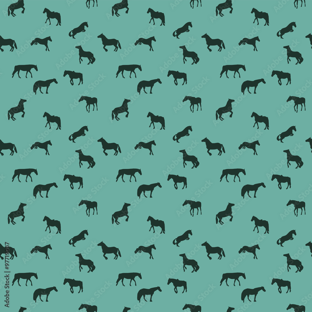 Horse Runs, Hops, Gallops Isolated. Seamless Pattern. Horse Runs, Hops, Gallops Isolated. Seamless Pattern.
