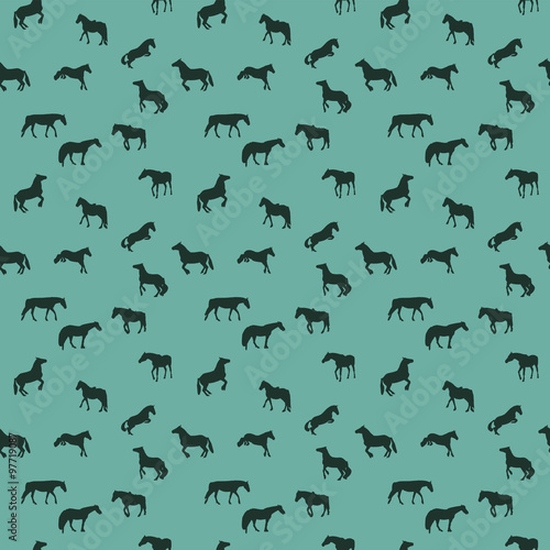 Horse Runs  Hops  Gallops Isolated. Seamless Pattern.