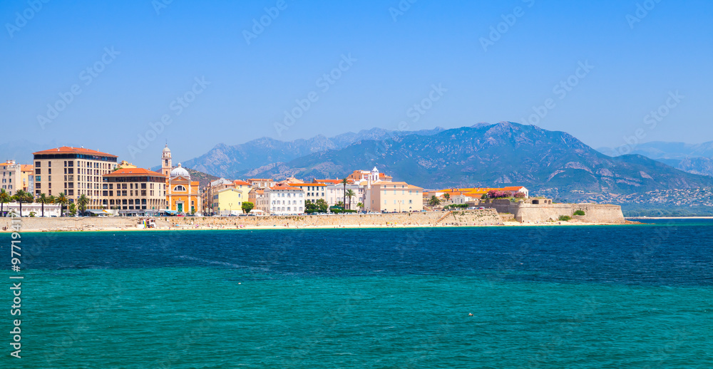 Panoramic coastal cityscape of Ajaccio, Corsica