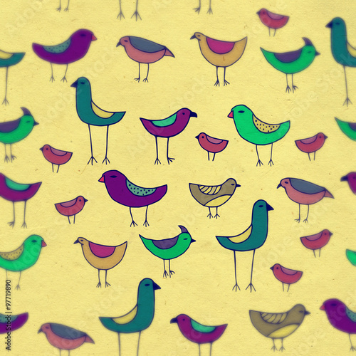 Beautiful birds set pattern with blur.