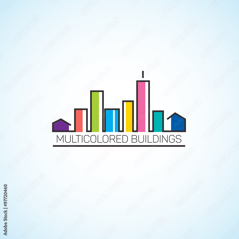 Multicolored buildings. Multicolored buildings.