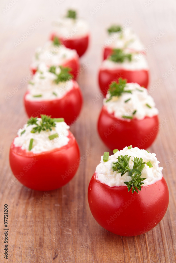 finger food, tomato and cheese cream finger food, tomato and cheese cream
