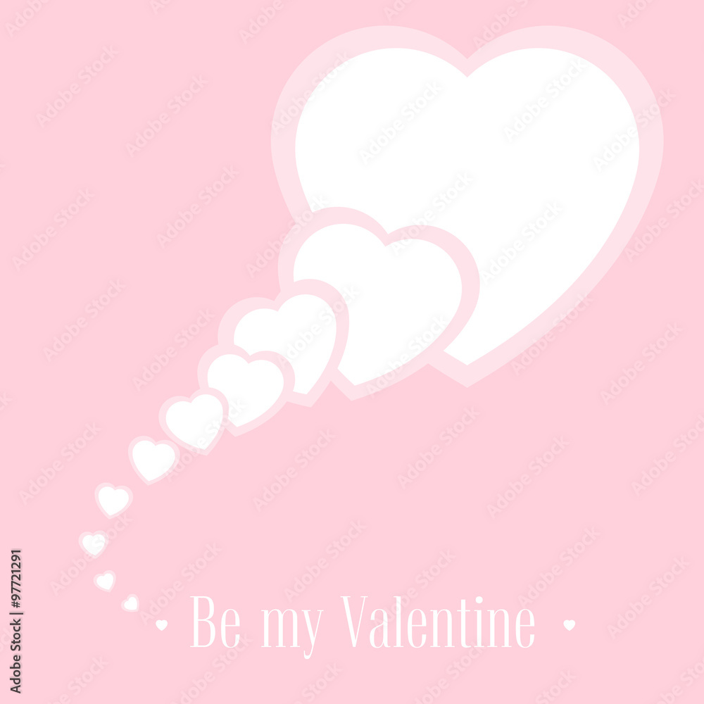 Vector illustration. Banner for design poster or invite Valentine's Day with hearts and title isolated on pink background
