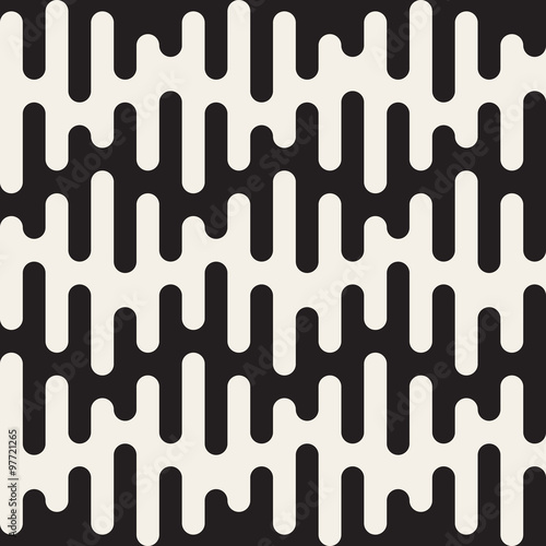 Vector Seamless Black and White Rounded Drips Wavy Lines Pattern