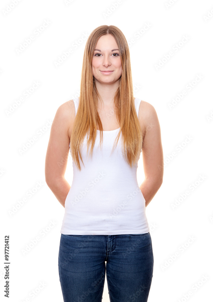 Attractive young woman. All on white background. Attractive young woman. All on white background.