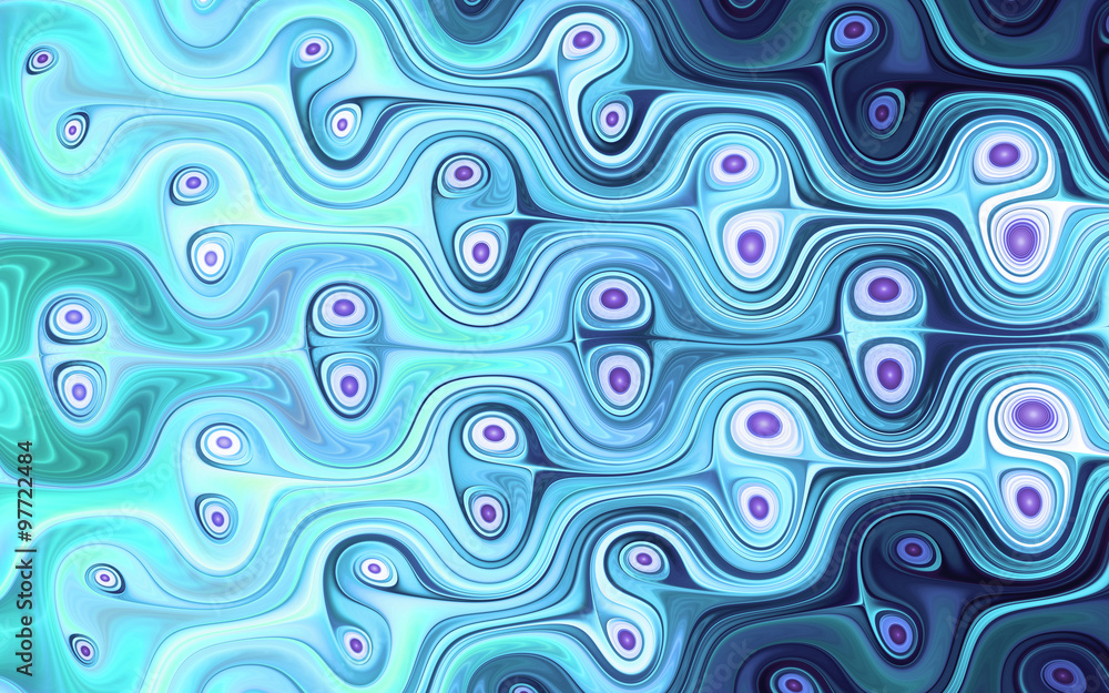 abstract fractal background, vivid cyan swirls with violet cores Stock ...