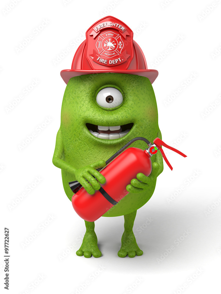 Fototapeta premium Little monster is a fireman